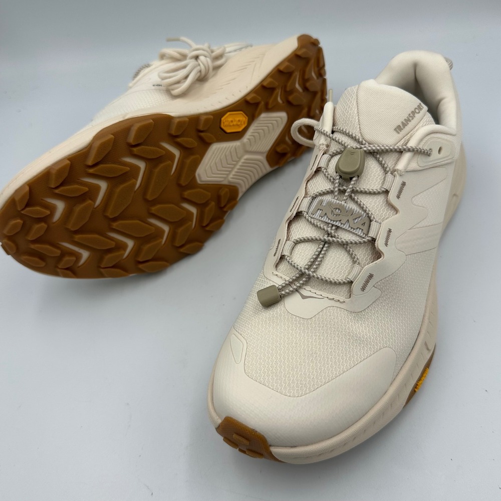 Hoka Transport Sneakers Womens 9.5 Eggnog Cordura Vibram 1123154-EEGG Trail NIB‎